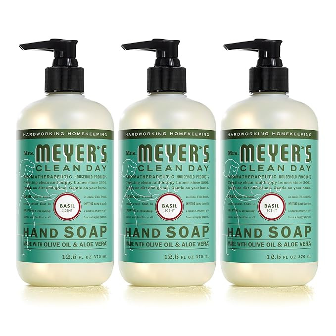 MRS. MEYER'S CLEAN DAY Hand Soap, Made with Essential Oils, Basil, 12.5 fl. oz - Pack of 3 | Amazon (US)