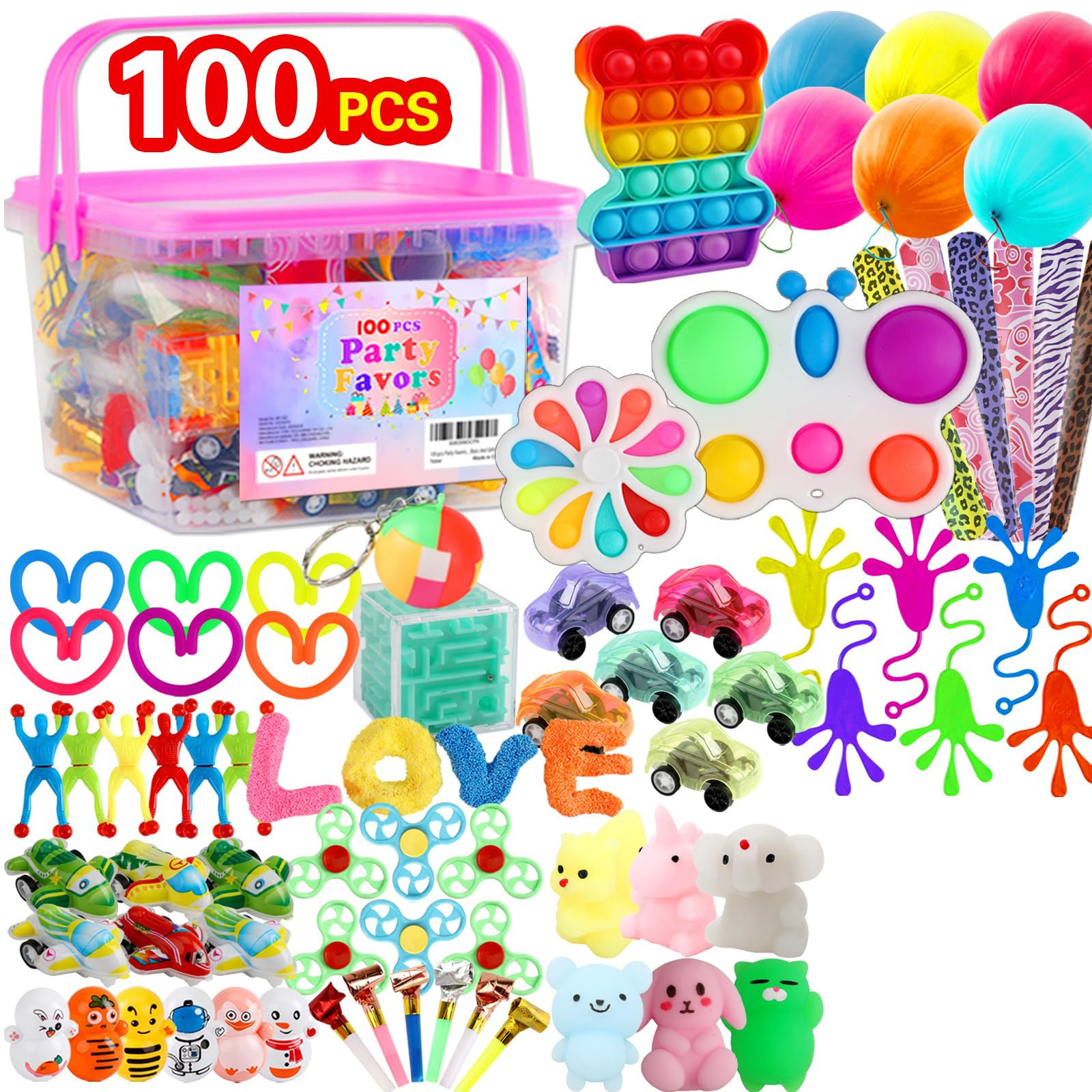 Misopily 100 pcs Kids Fidget Toys Pack Sensory Mini Toys Set with Storage Box Party Favors Goodie Bag Pinata Fillers School Prizes for Ages 4-12 | Lowe's