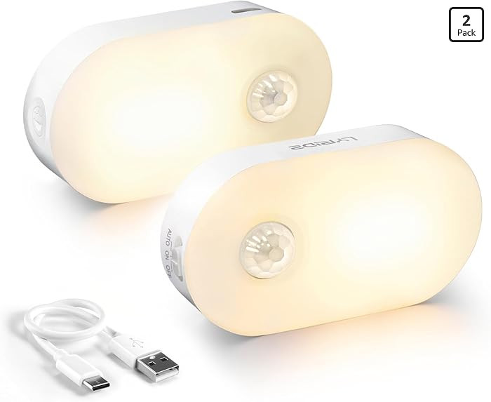 Lyridz Rechargeable Battery Night Light with Motion Sensor, Portable Mini Warm White LED Stick-on... | Amazon (US)