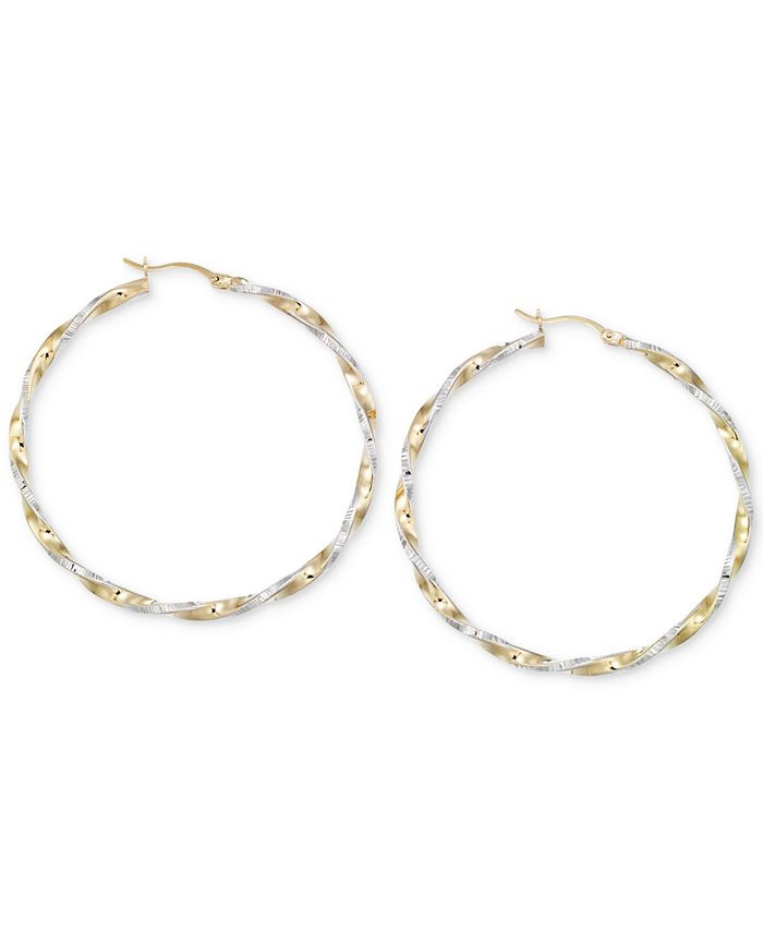Twisted Hoop Earrings in 14k Gold and White Vermeil | Macys (US)