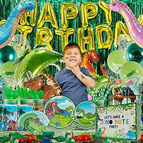 Partyville Dinosaur Party Decorations - Dinosaur Birthday Party Supplies 184 Pcs w/Most Dinosaur ... | Amazon (US)