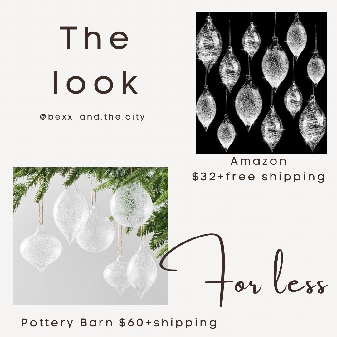 More Pottery Barn dupes from Amazon. The Amazon ones come with more items in the package and have two different design styles. Both made of glass, no acrylic. Who likes to save money? 🙋‍♀️

#potterybarn #potterybarndupe #christmas #ornaments

#LTKSeasonal #LTKFindsUnder50 #LTKHome