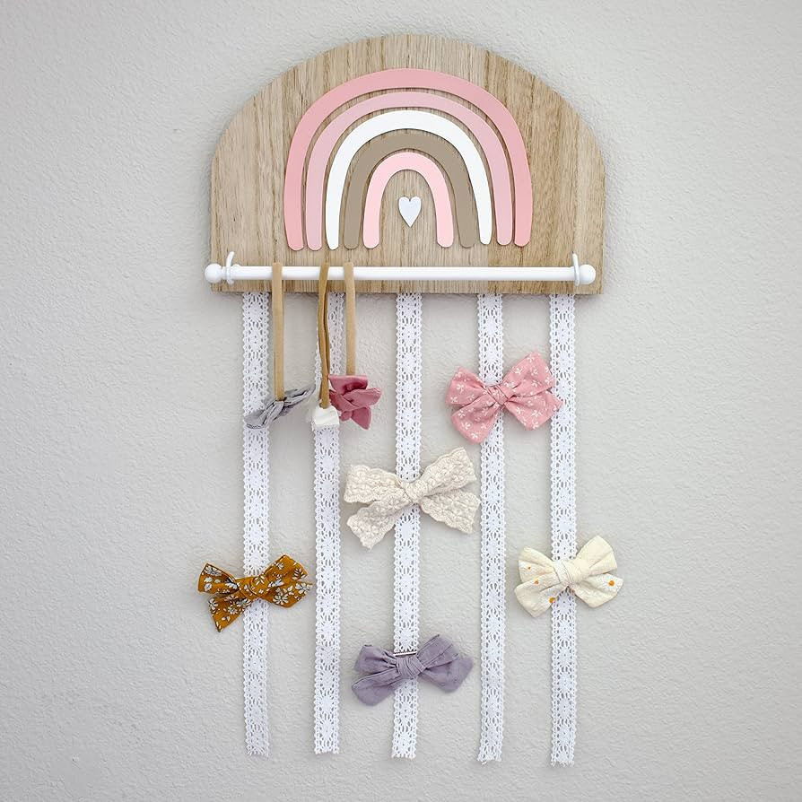 Rainbow Hair Bow Holder for Girls Hair Bows | Hair Bow Organizer for Girls Hair Bows | Boho Nurse... | Amazon (US)