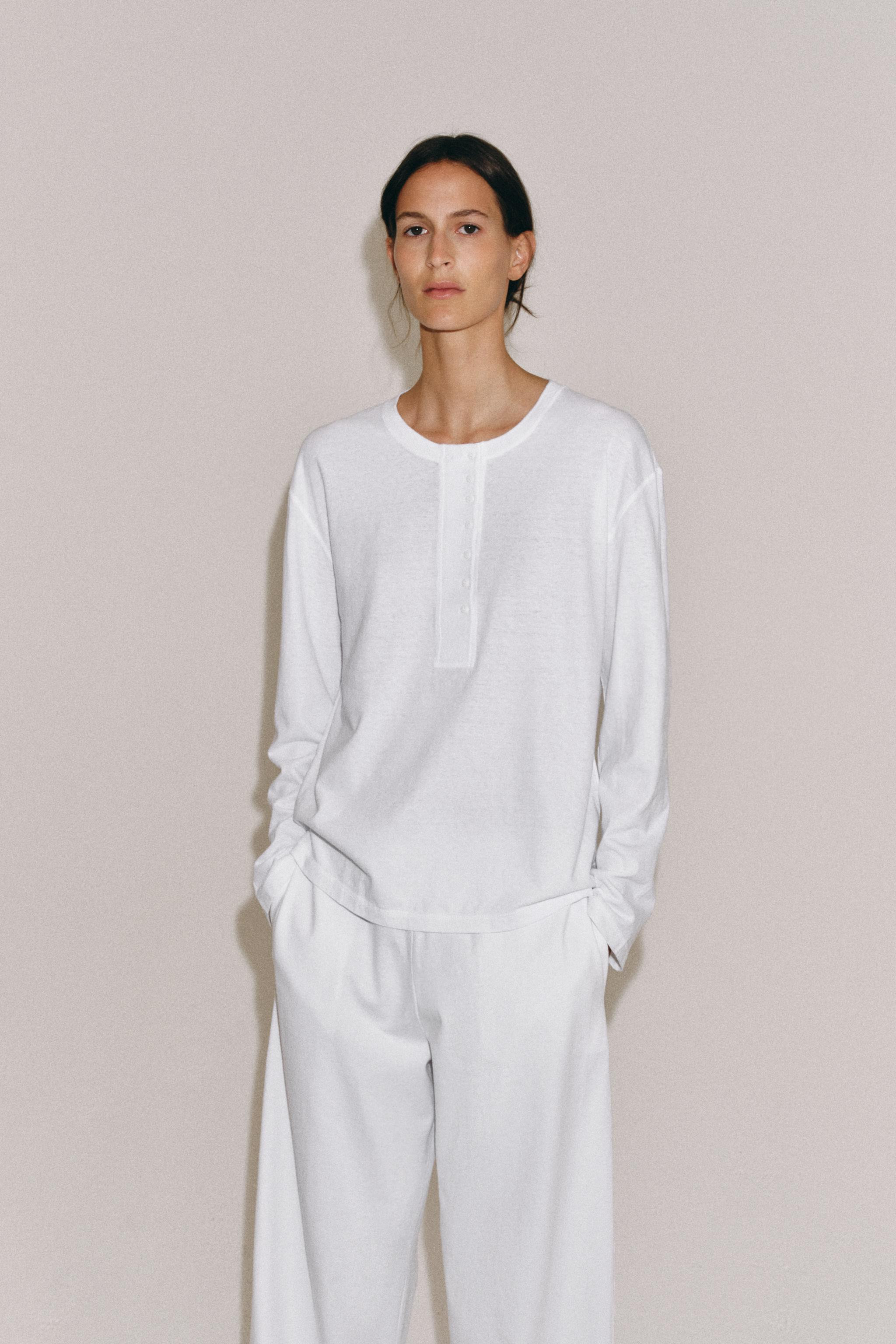 LINEN BLEND HENLEY SHIRT | Zara US
