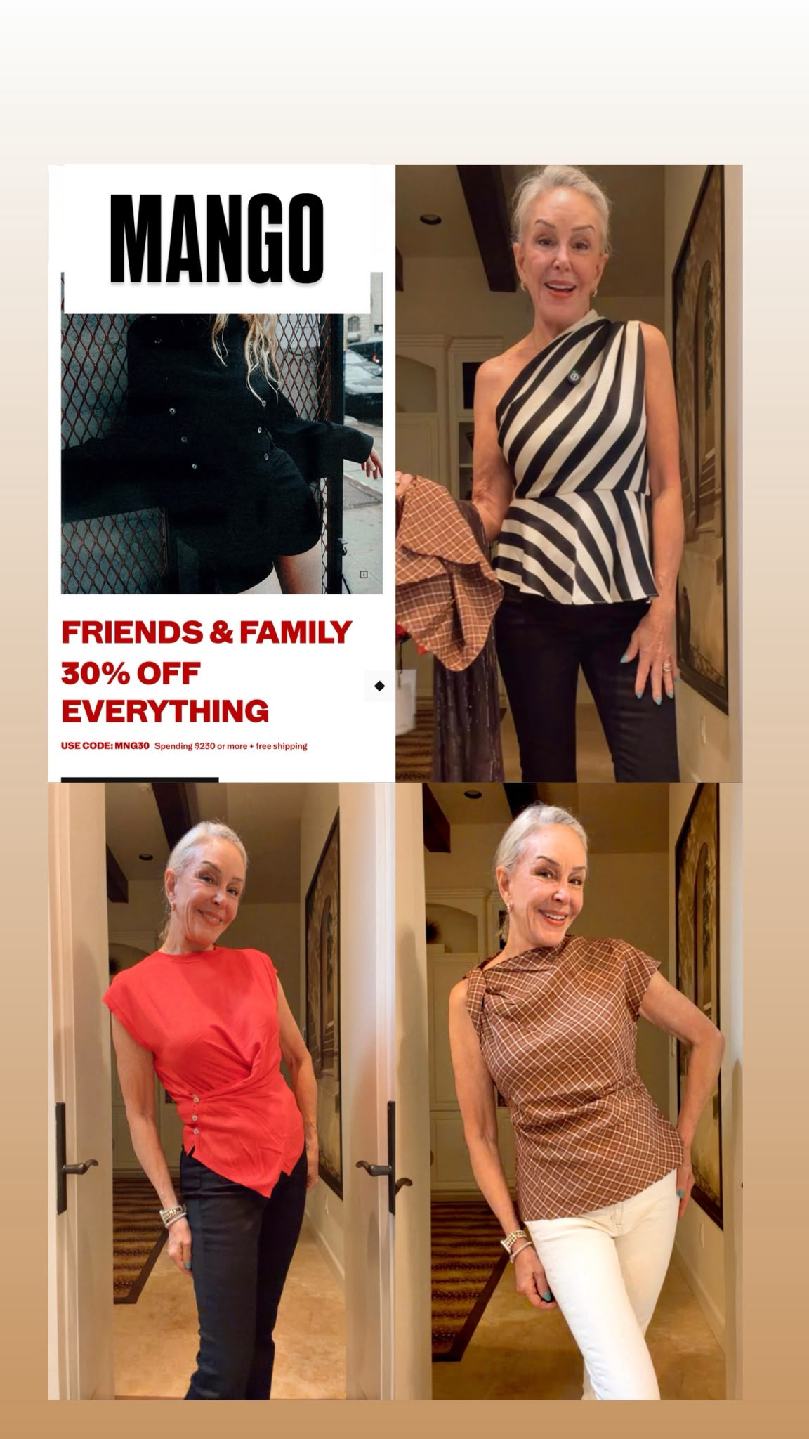 Mango Sale last day. 30% off 
Great designer styles for much much less. 
I wear a size medium in Mango. Runs a little small. 5’7” 130 lbs

#LTKOver40 #LTKSaleAlert #LTKgrwm
