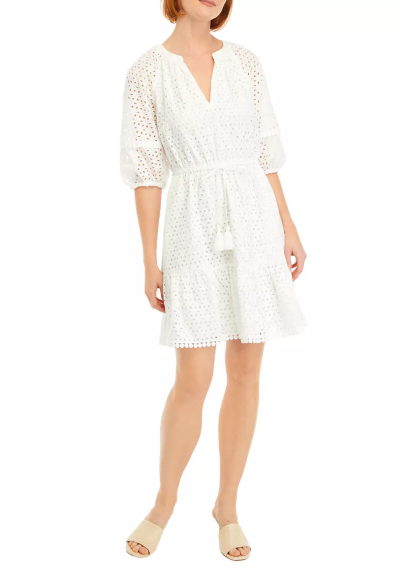 Women's Eyelet Fit and Flare Dress | Belk