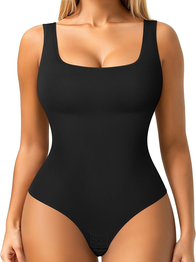 Nebility Womens' Waist Trainer Seamless Round Neck Tummy Control Shapewear Bodysuit | Amazon (US)
