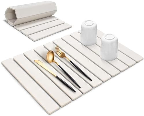 Large Stone Dish Drying Mat for Kitchen Counter, 24"(L)×16"(W), Collapsible Quick Drying Dish Ma... | Amazon (US)