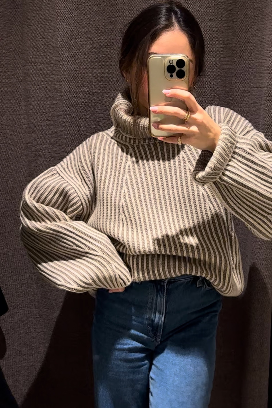 Chunky knit sweater, turtle neck, fall outfit, cozy fall look, Massimo Dutti 