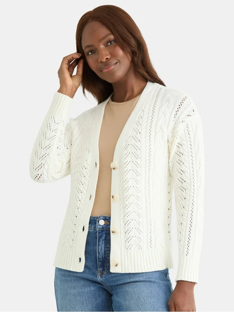Time and Tru Women's Boyfriend Cardigan Sweater, Lightweight, Sizes XS-XXXL | Walmart (US)