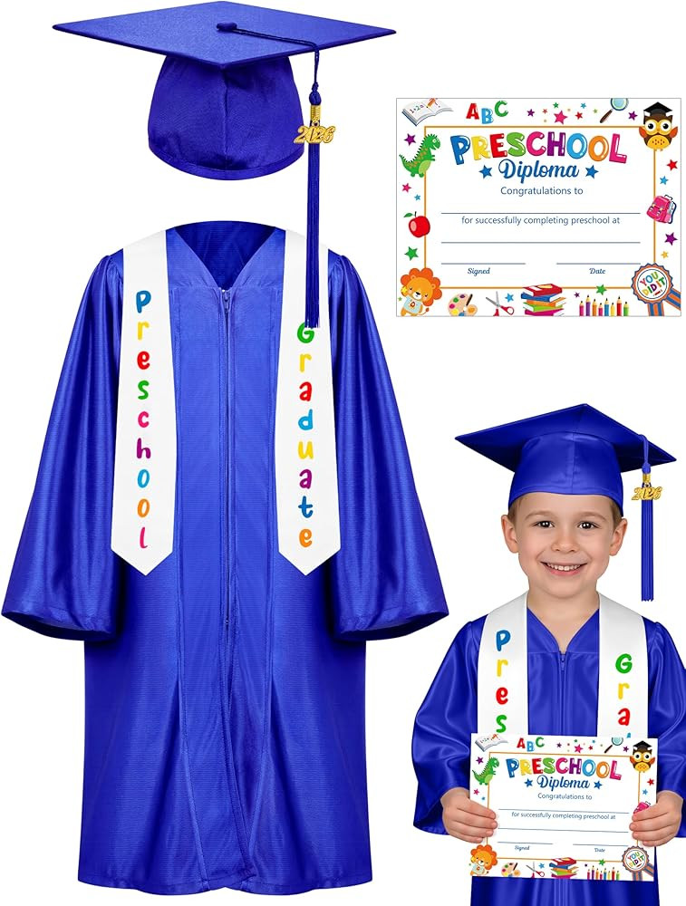QZYL Preschool Graduation Cap and Gown Set, Unisex Kindergarten Graduation Outfit with Stole 2026... | Amazon (US)