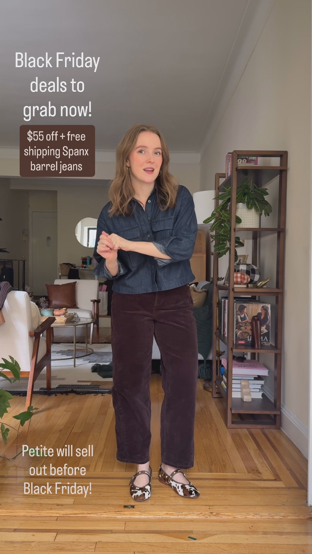 Spanx barrel jeans $45 off + free shipping. Will sell out! Wearing small petite. I sized up 1. Top is xs petite 

#LTKSaleAlert #LTKPetite