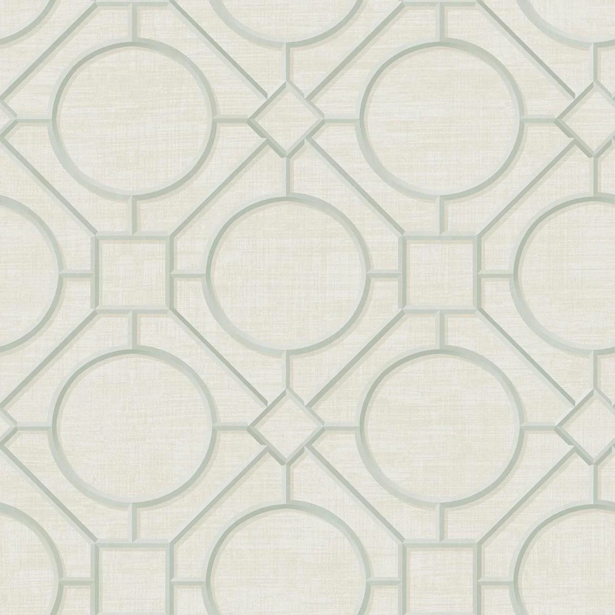 Seabrook Silk Road Trellis Metallic Mint And Off-White Wallpaper | DecoratorsBest