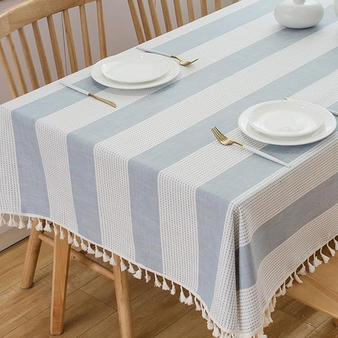 TruDelve Heavy Duty Cotton Linen Tablecloth for Square Table Stitching Tassel Table Cloth for Din... | Amazon (US)