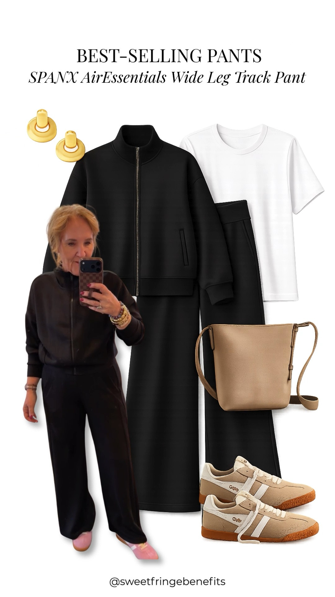 The SPANX AirEssentials Wide Leg Track Pants are a best seller for a reason! This matching set is buttery soft, lightweight, and incredibly comfortable, making it perfect for travel days, errands, or lounging in style. Pair it with a classic white tee, neutral sneakers, and a crossbody bag for an effortless outfit you'll wear on repeat.

💡 LTK MADE EASY
❤️ Heart = Support my posts!
🔖 Save = Get sale & restock alerts
📋 Lists = Keep favorites organized
📲 Share = Send lists and products to a friend. Hello, Christmas List!
💬 Comment = Ask me anything about what I'm wearing. :-)

#LTKootd #LTKOver40 #LTKSeasonal