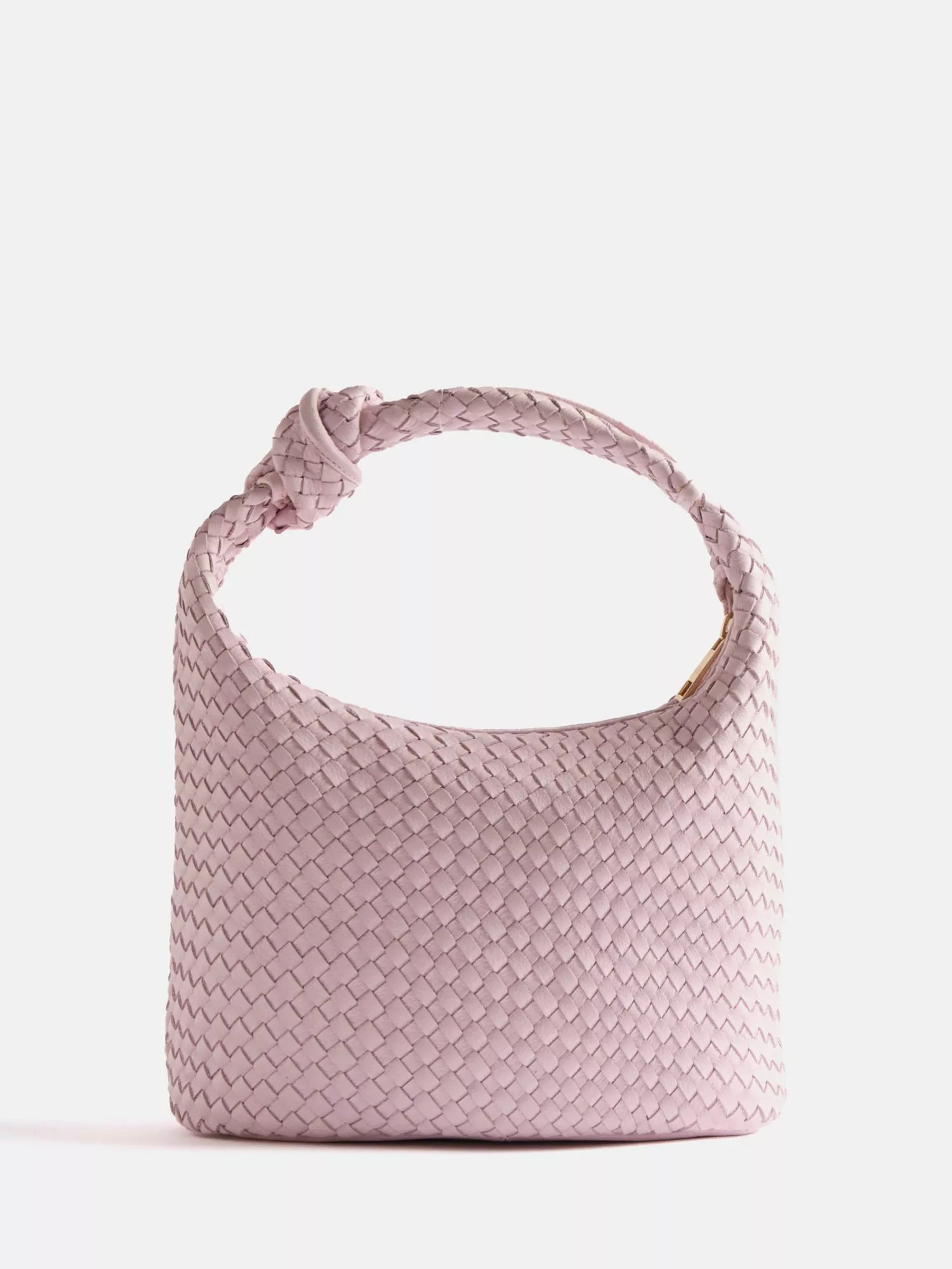 Mint Velvet Woven Leather Knot Handle Bag, Pink | John Lewis (UK)