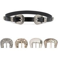 Western Belt Double Buckle Women's Belts Double Belts For Dresses Black Leather Ladies | Etsy (US)