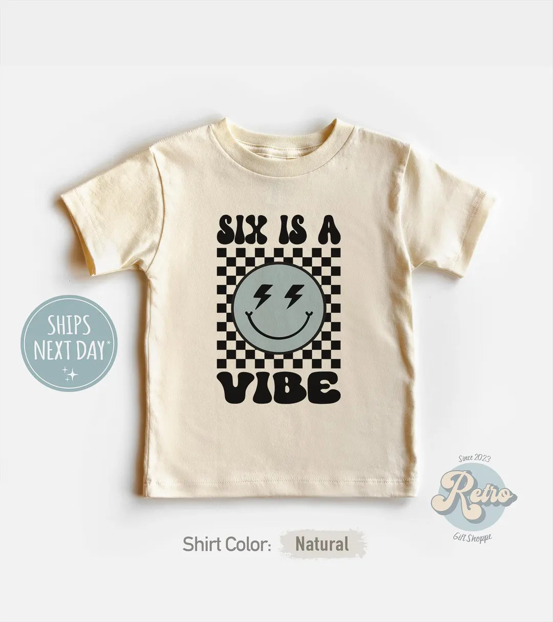 Six is a Vibe Sixth Birthday Kids Shirt Retro Six Year Old Smiley Birthday Tee Boys Natural Toddl... | Etsy (US)