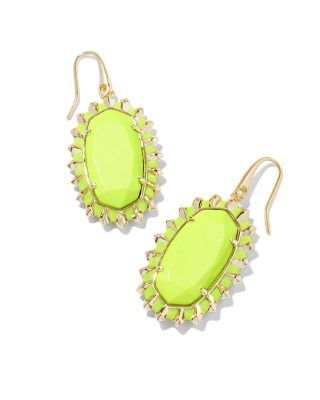 Dani Gold Color Burst Frame Drop Earrings in Chartreuse Magnesite | Kendra Scott