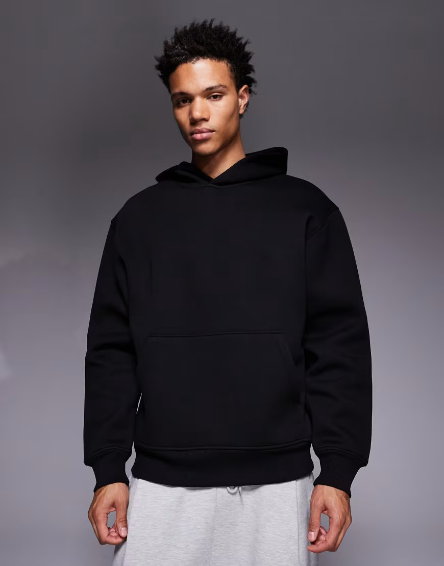 ASOS DESIGN heavyweight oversized hoodie in scuba-style fabric in black | ASOS (Global)