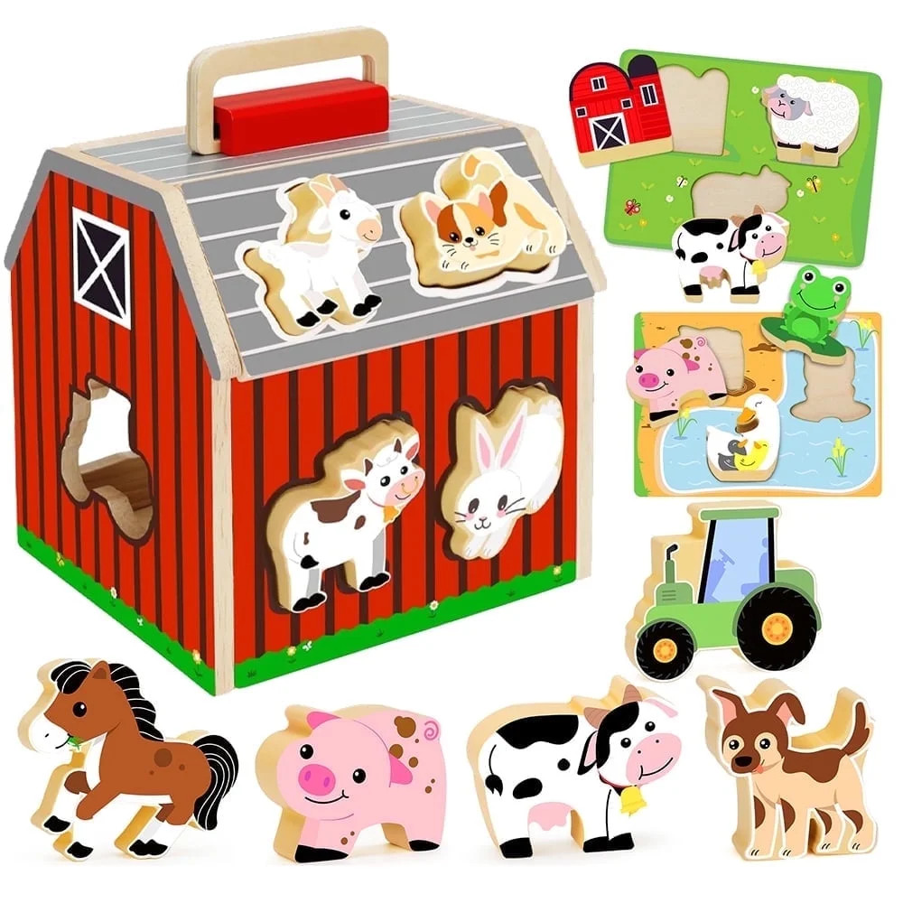 Montessori Toys for 1 Year Old, Wooden Farm Animals Toy for Toddlers 1-3, Learning Educational To... | Walmart (US)