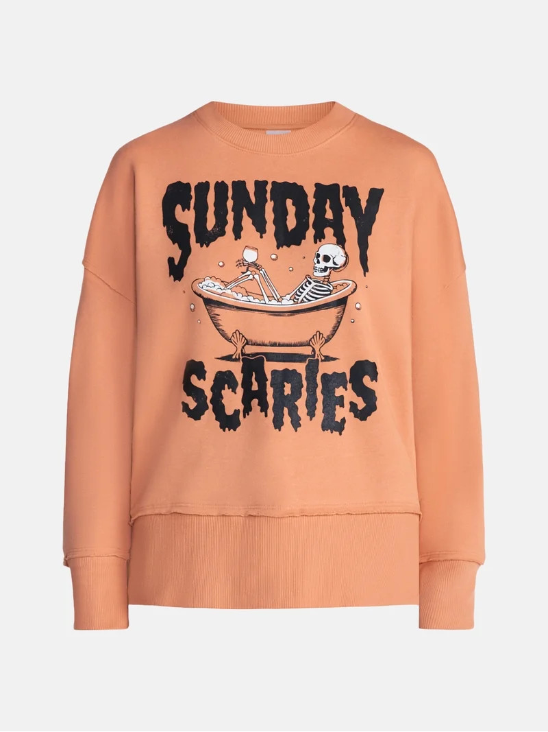 Women's Halloween Sunday Scaries Graphic Fleece from Way to Celebrate, Sizes S-4X | Walmart (US)