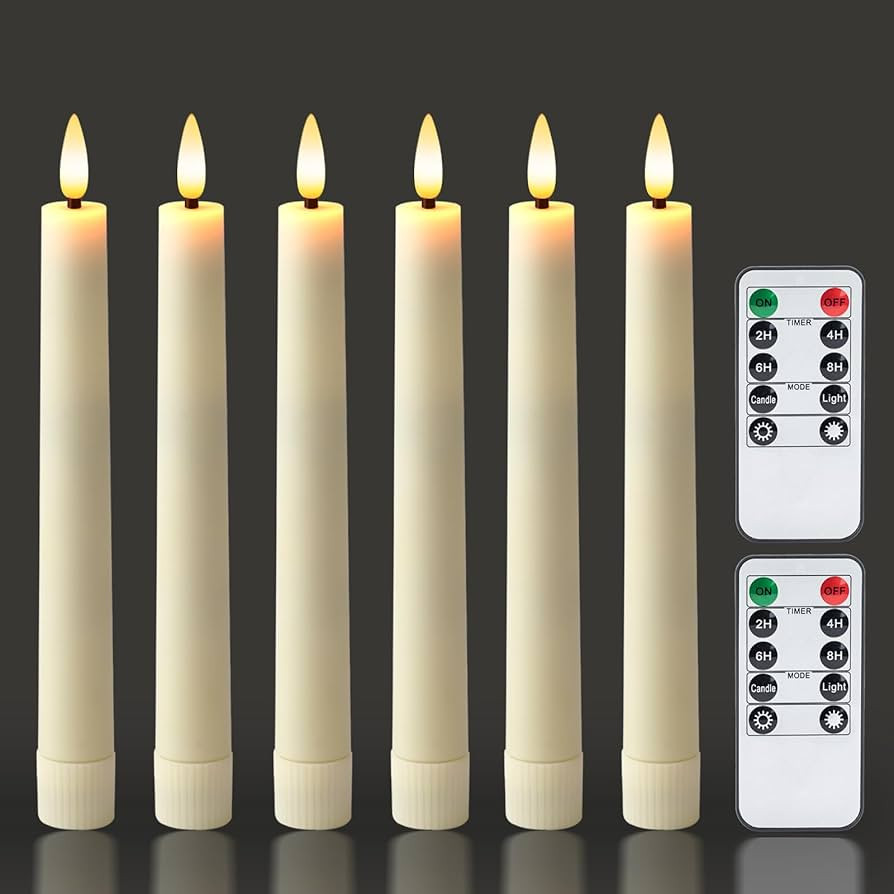 Homemory 6.7 inches Flameless Taper Candles with Remote Timer Dimmer, Led Flameless Candlesticks ... | Amazon (US)