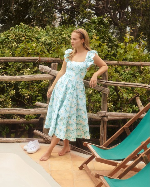 The Daphne Dress - Blue Roses Cotton | Hill House Home