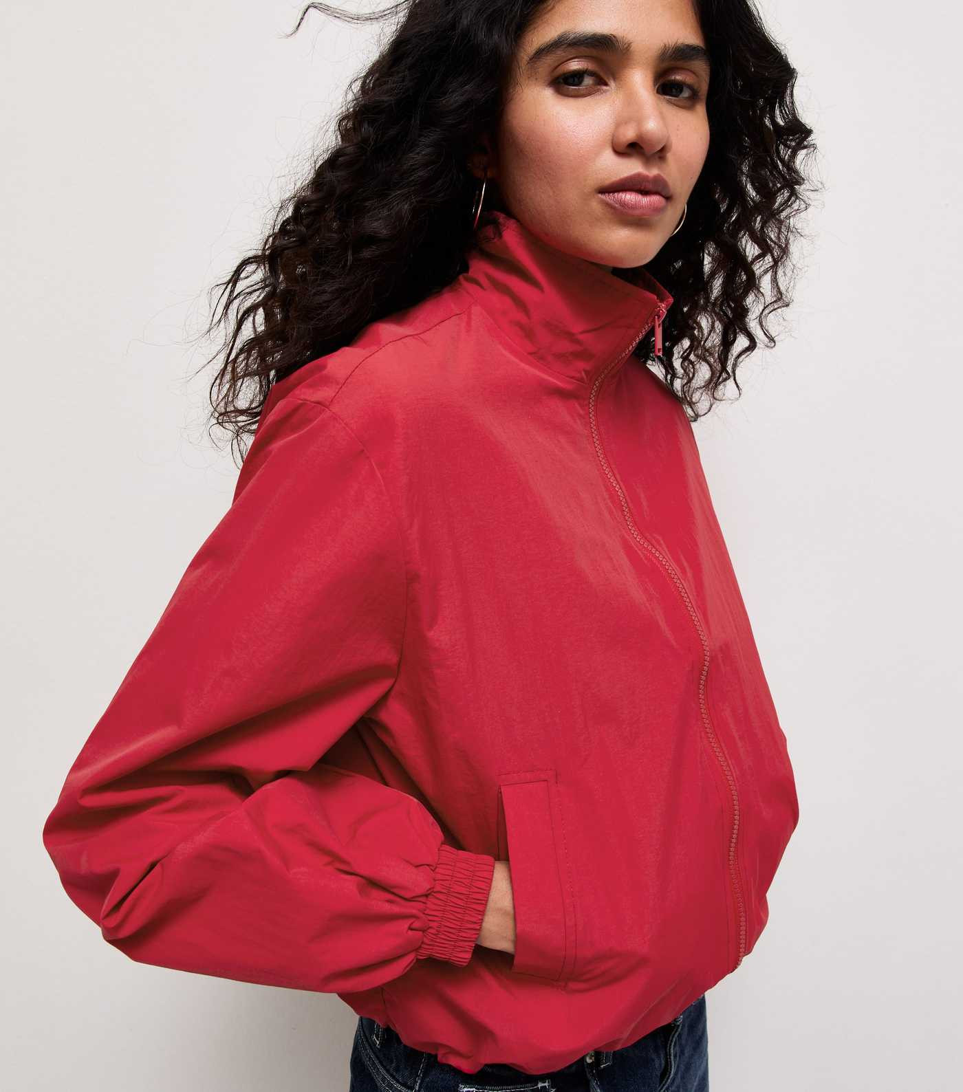 Bright Red Zip Through Funnel Windbreaker Jacket | New Look | New Look (UK)