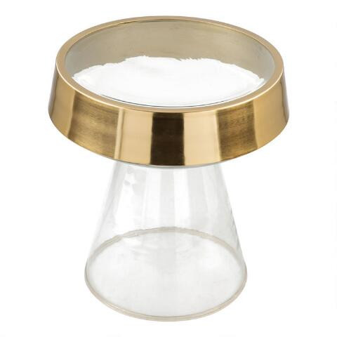 Liberty Round Gold Metal and Glass Accent Table | World Market