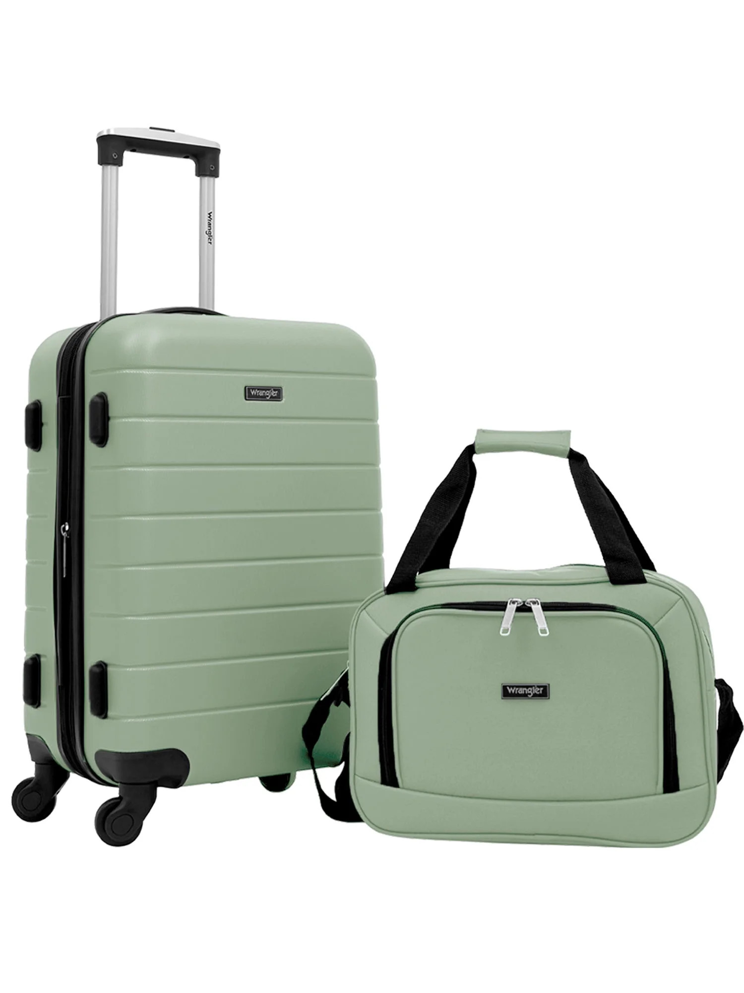 Wrangler 2-Piece Expandable Rolling Hard Side Carry-on Spinner Set with Cup Holder, Desert Sage | Walmart (US)