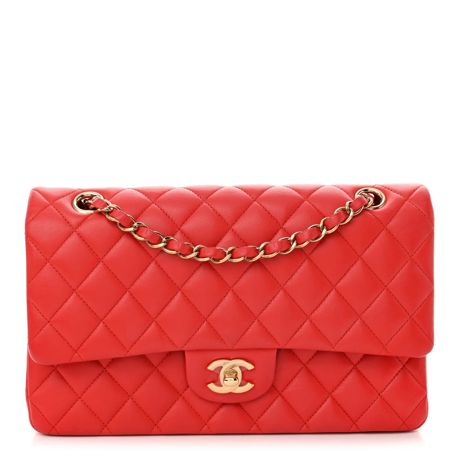 Chanel Lambskin Quilted Medium Double Flap Red | FASHIONPHILE (US)