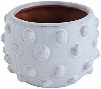 Creative Co-Op 6-1/4" Round x 4-3/4"H Terra-cotta Planter, White w/ Raised Dots | Amazon (US)
