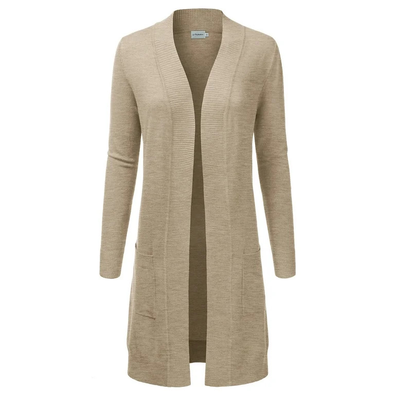 Doublju Women's Lightweight Long Sleeve Open Front Long Cardigan Sweaters | Walmart (US)