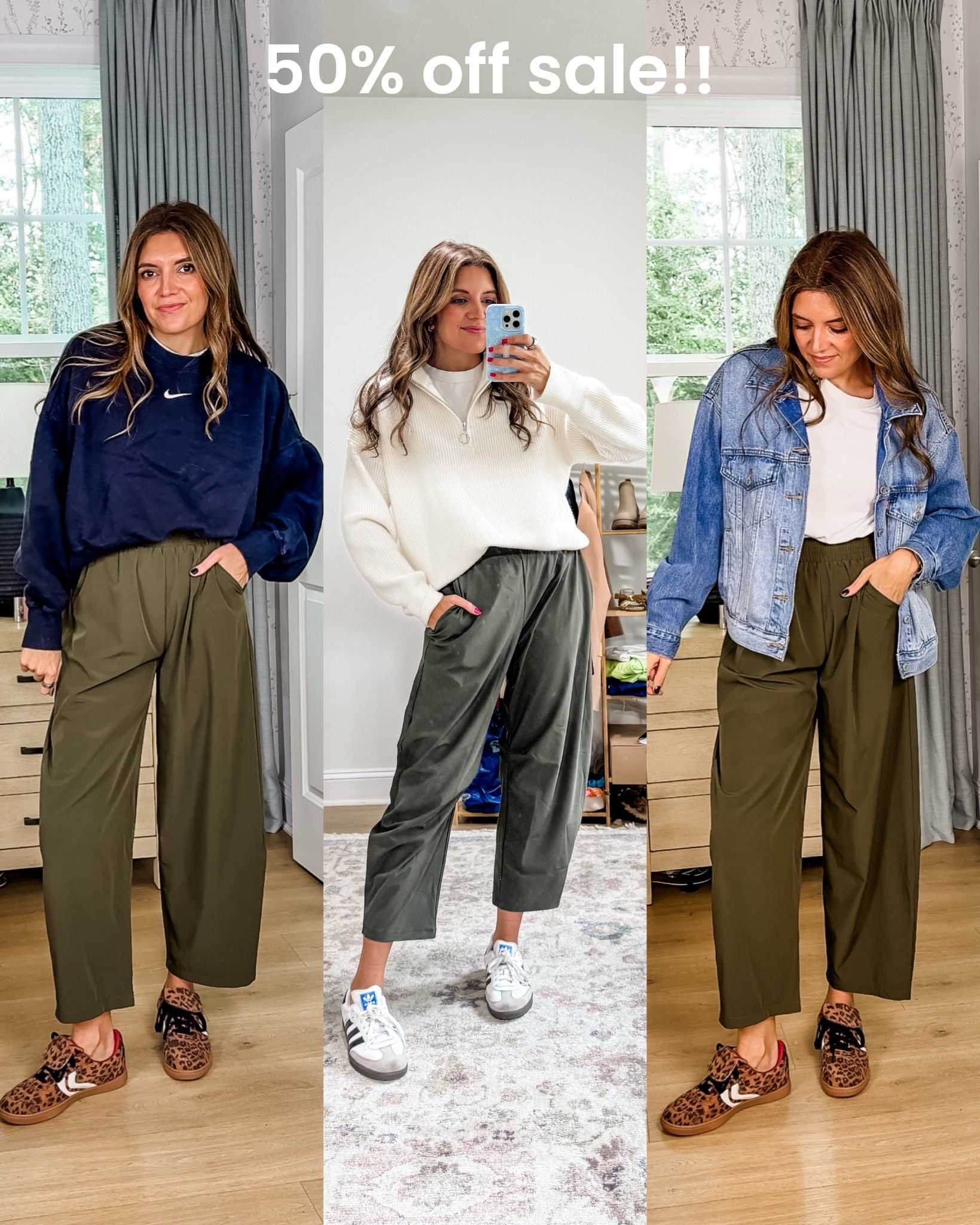 50% off our favorite old navy barrel leg pants made of sleek tech fabric! So light, soft, and stretchy! I wear a size small. Sale 2 days only!! Im 5’7"

#LTKOver40 #LTKTall #LTKSaleAlert