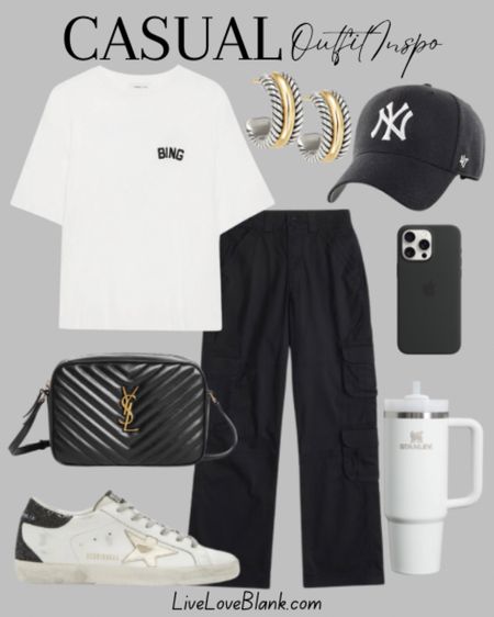 Casual outfit idea
Cargo pants graphic t shirt
Golden goose sneakers
Stanley cup
David Yurman earrings
YSL bag
Travel outfit idea 
Everyday style 
#ltku

#LTKover40 #LTKstyletip #LTKSeasonal