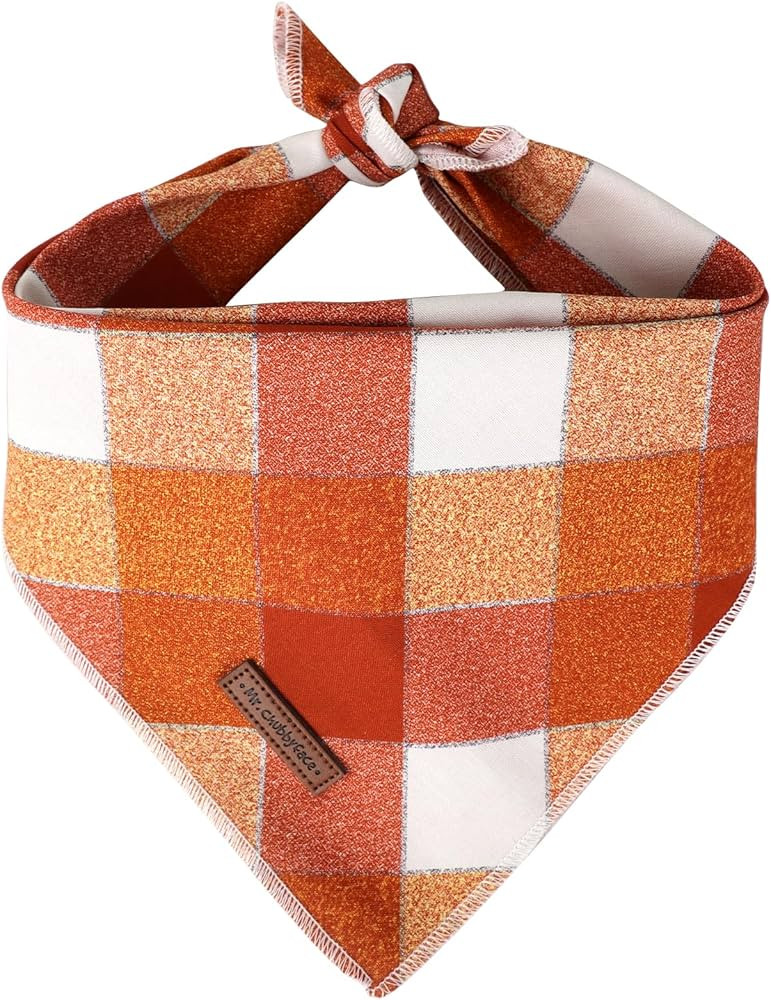MR. CHUBBYFACE Fall Orange Plaid Dog Bandanas Reversible Triangle Bibs Scarf Accessories for Dogs... | Amazon (US)