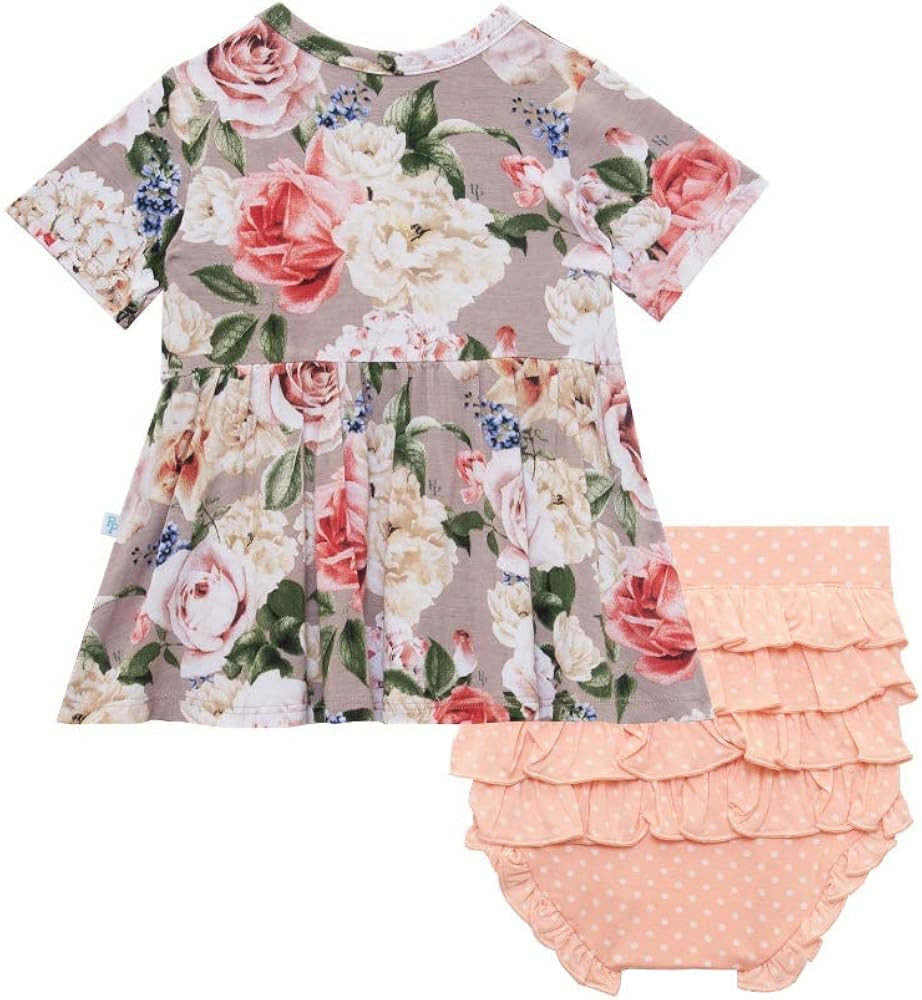 Posh Peanut Short Sleeve Basic Peplum Top & Bloomer Set - Ruffled Bummie Set - Soft Viscose from ... | Amazon (US)