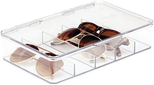 mDesign Plastic Rectangular Stackable Eye Glass Storage Organizer Holder Box for Sunglasses, Read... | Amazon (US)