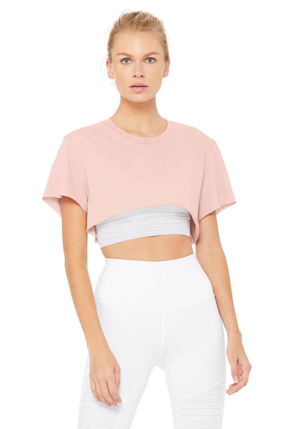 Alo YogaÂ® | Cropped Short Sleeve Top in Pale Mauve, Size: Small | Alo Yoga