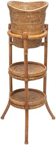 KOUBOO La Jolla Champagne Ice Bucket with Stand, Acrylic Beverage Chiller in Basket with Rattan S... | Amazon (US)