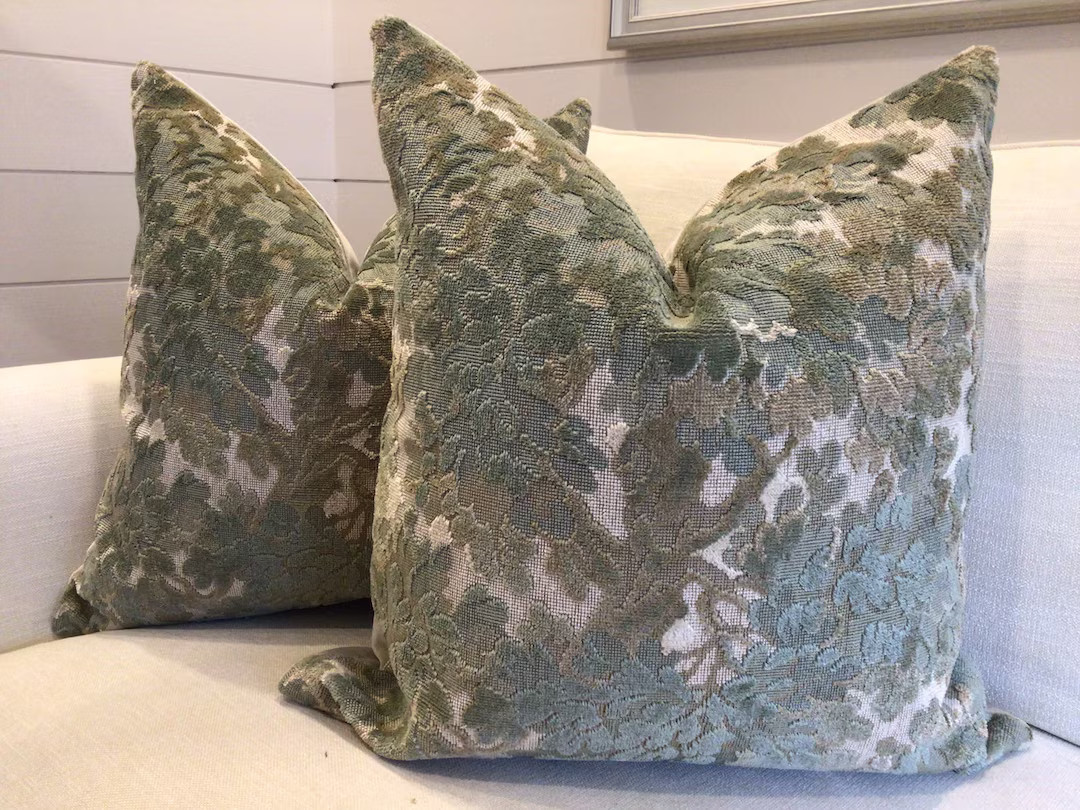 Cowtan and Tout Cut Velvet "walden" in Sage Green Pillow Covers - Etsy | Etsy (US)