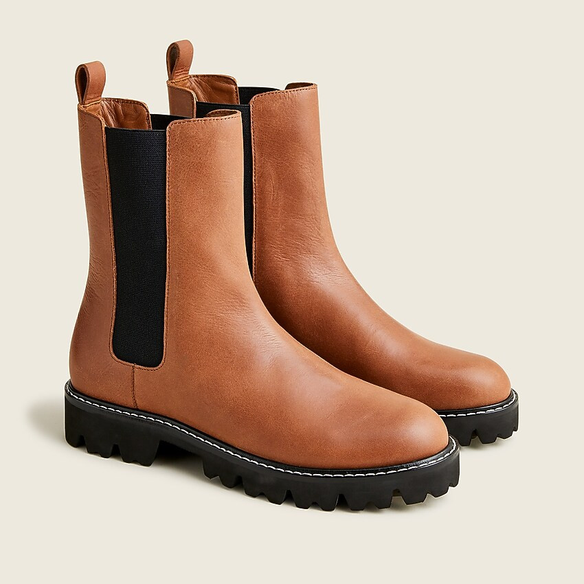 Gwen lug-sole high-shaft Chelsea boots in leather | J. Crew US