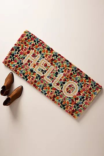 Floral Greeting Estate-Sized Doormat | Anthropologie (US)