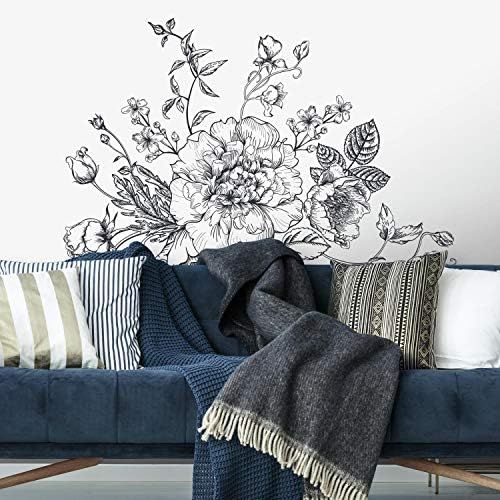 RoomMates Black And White Peony Peel And Stick Giant Wall Decals | Amazon (US)