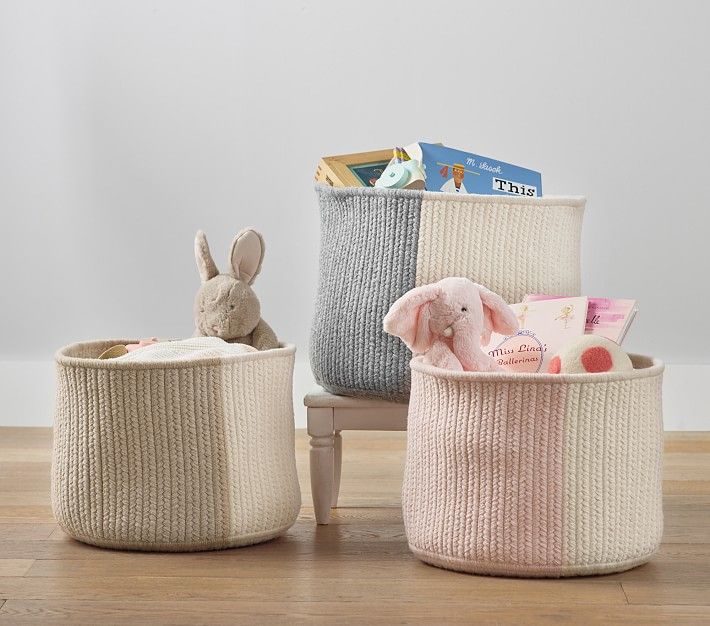 Two Toned Wool Blend Basket | Pottery Barn Kids