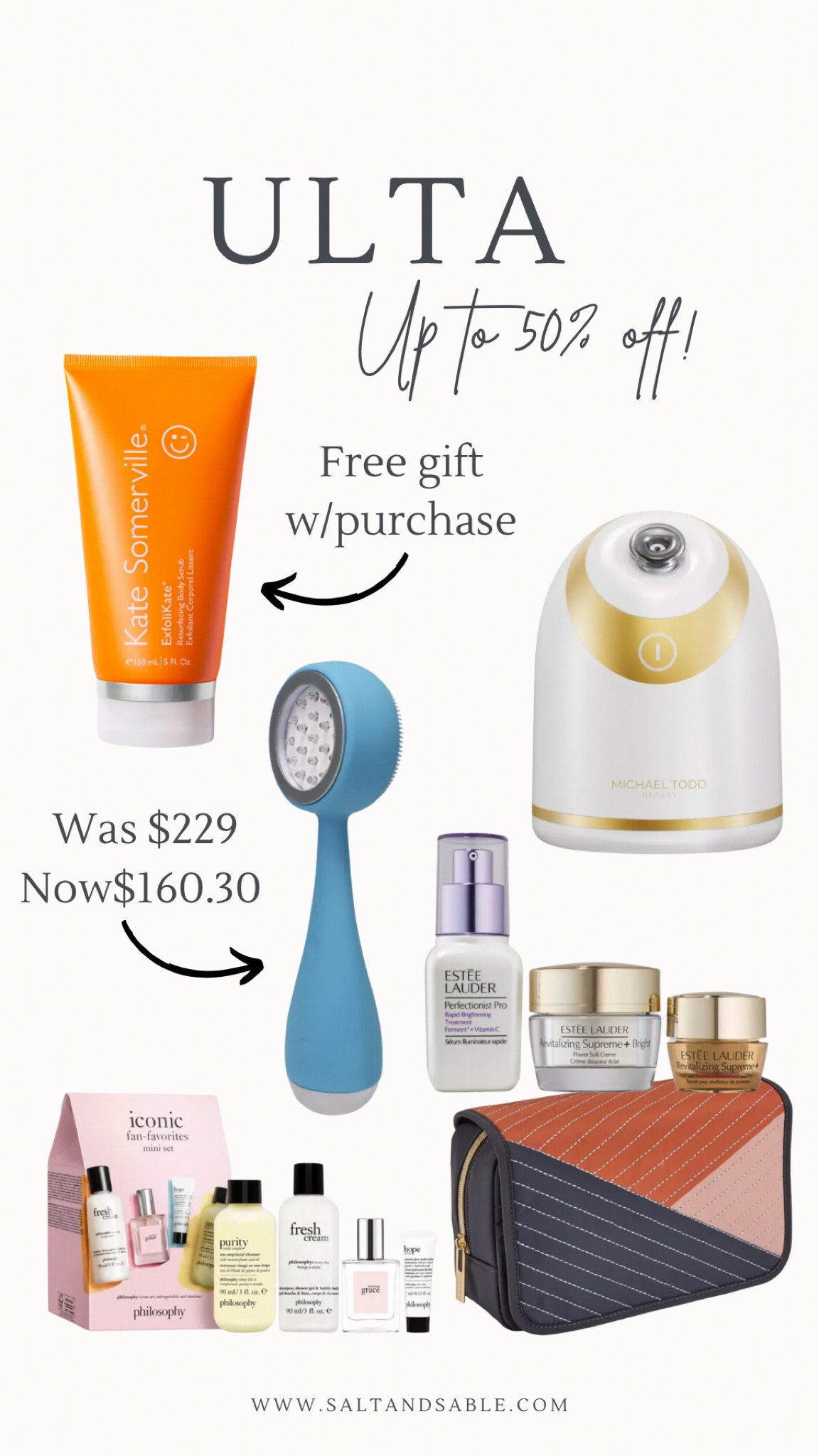 Ulta sale! 72-hour beauty sale going on now! Save up to 50% off. Many items come with a free gift. I have my eye on that facial steamer and Kate Somerville body scrub. There a lot of gift sets on sale. It’s not too early to start your Christmas shopping 🛍️ 😉 #ultabeauty #skincare #giftsets

#LTKsalealert #LTKFind #LTKbeauty