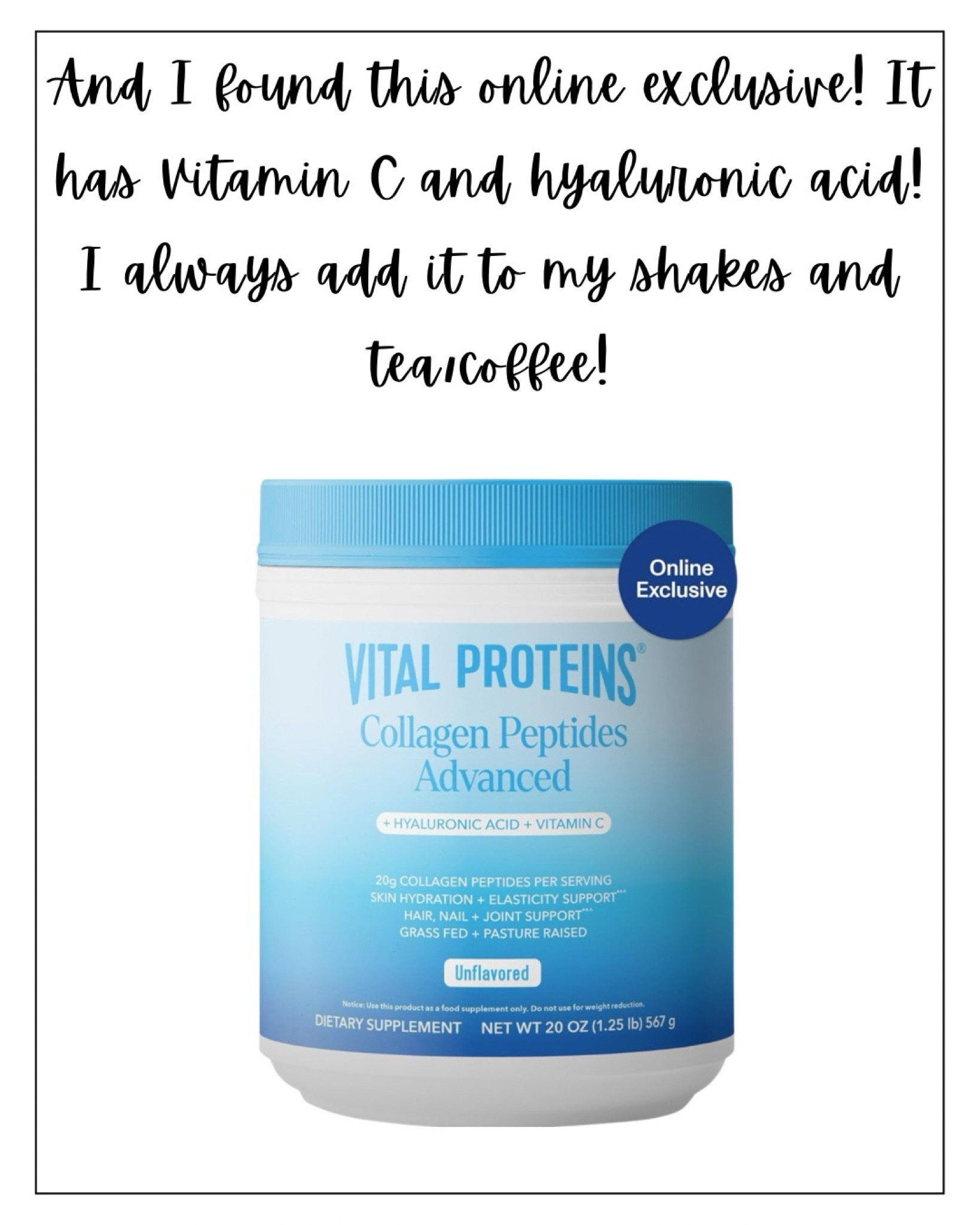 I add 1/2 scoop to my tea or coffee each day and 1/2 scoop to my smoothie. That’s is an extra 20g of protein. Ladies we need that!

#LTKOver40 #LTKActive #LTKHome