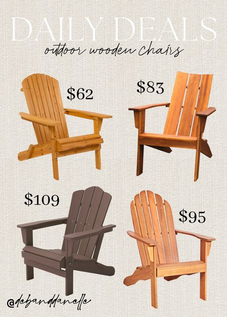 Daily deals on these wooden outdoor chairs! 

Walmart deals, daily deals, sale alert, sales today, outdoor furniture, summer nights, fire pit chairs, lawn chairs, wooden chair, patio chairs, country living, Deb and Danelle 

#LTKhome #LTKswim #LTKunder100