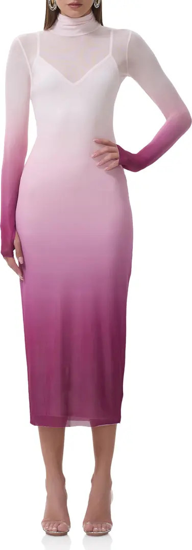 Shailene Long Sleeve Mesh Midi Dress | Nordstrom